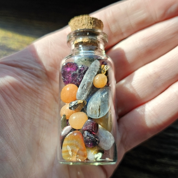 None Other - Crystal Chip Bottle Orange, Red, & Blue Gemstones